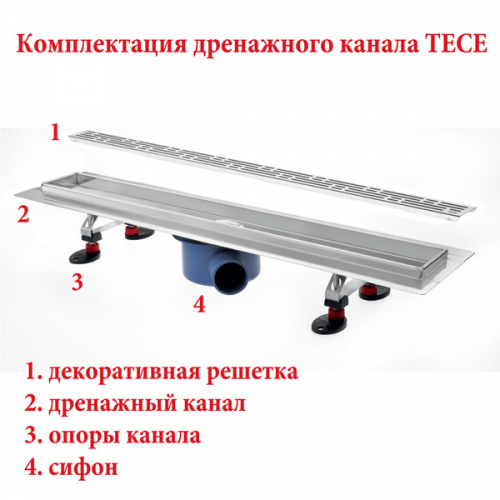 Фото 601201 Дренажный канал TECEdrainline прямой для пристенного монтажа с гидроизоляцией Seal System 1200 мм