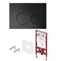 S401104 TECE Инсталляция для унитаза TECEspring S401104, панель смыва с круглыми кнопками, черный, матовый (4 в 1)