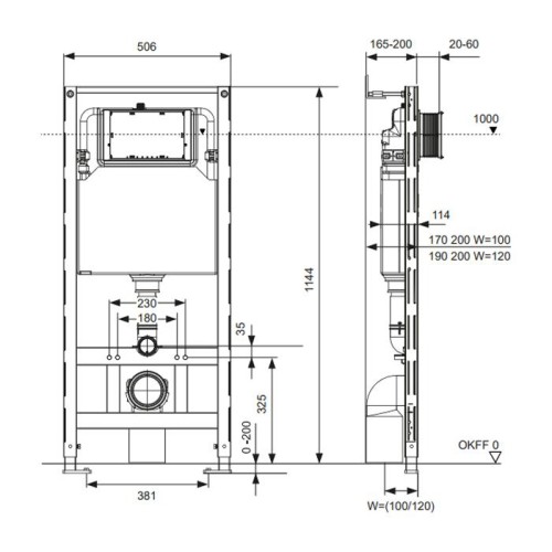 Фото S300300 Инсталляция для подвесного унитаза TECEspring profil высота 1144 мм, S300300