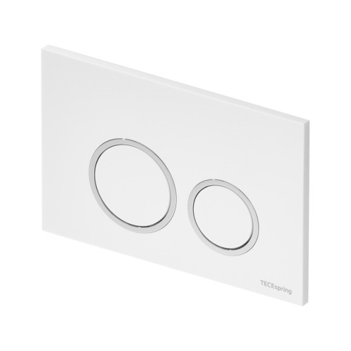 Фото 9940103 TECEspring R Панель смыва с круглыми кнопками белый глянцевый, контур клавиш хром глянцевый