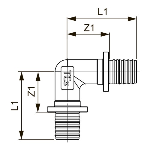 Фото 767020S TECEspring AX Уголок соединительный 90° латунь 20 x 20