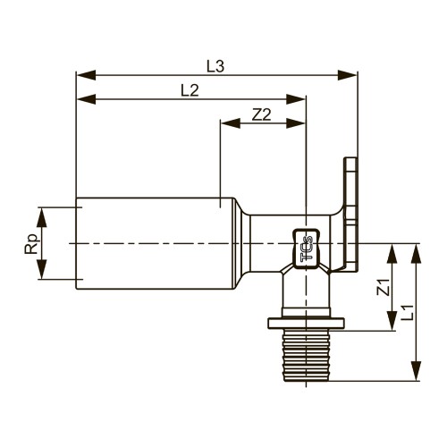 Фото 768502S TECEspring AX, Уголок с настенным креплением, удлиненный, 16 х 1/2'', латунь