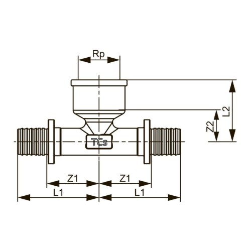Фото 769532S TECEspring AX, Тройник 90* с внутренней резьбой, 32 х 1