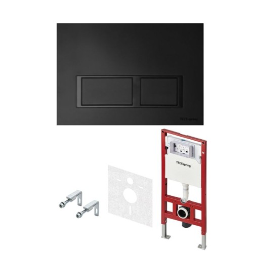 Фото S401204 TECEspring V Комплект TECEspring для установки подвесного унитаза с панелью смыва TECEspring V панель смыва черная матовая S401204