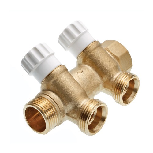 Фото 8730006 TECE Коллектор универсальный с запорными вентилями, латунь 3/4