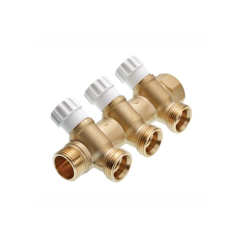 Фото 8730007 TECE Коллектор универсальный с запорными вентилями, латунь 3/4