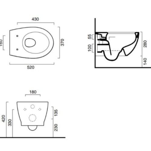 Фото  Комплект инсталляция TECE base 9400412 с подвесным унитазом Catalano Italy с сиденьем микролифт (смыв торнадо)