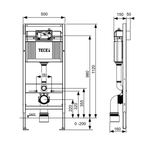Фото  Комплект инсталляция TECE base 9400413 с унитазом подвесным Laufen Pro Rimless с сиденьем микролифт