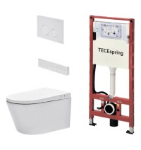 S955797 TECE Комплект с застенным модулем, панелью смыва и подвесным унитазом-биде TECEspring Smart L, S955797