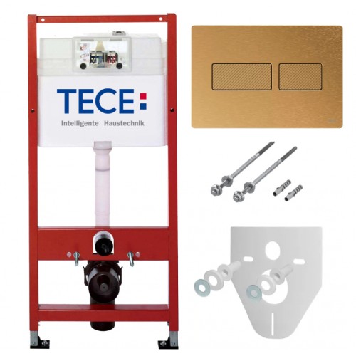 Фото 9400436 Инсталляция для унитаза TECE base kit 9400436, клавиша solid латунь с текстурой ромба