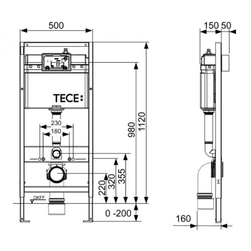 Фото 9400436 Инсталляция для унитаза TECE base kit 9400436, клавиша solid латунь с текстурой ромба