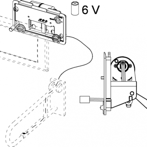 Фото 9240356 Механизм дистанционной активации смыва унитаза для проводных электронных кнопок, батарейка 6 В